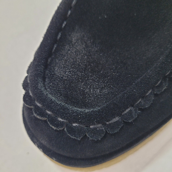 MARC FISHER Lina Platform Loafer suede Black platform 9 New $160, Defected - Picture 7 of 12